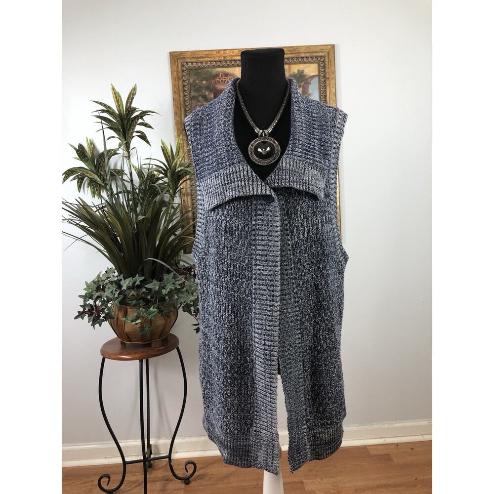 Westbound Women Cardigan Sweater 2X Sleeveless Tunic Knit Y2K Boho One‎ Button